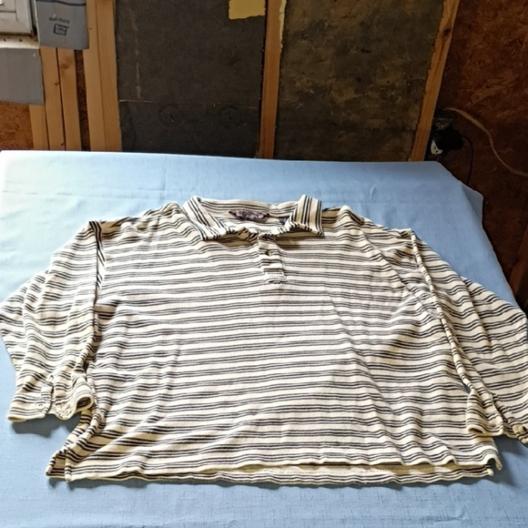 Old College Inn Other - Old College Inn Striped Polo in Cream, Navy & Olive